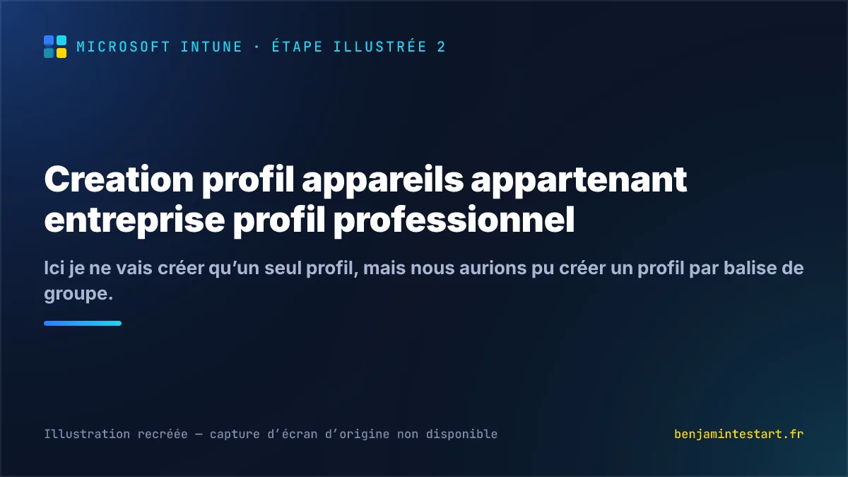 Creation profil appareils appartenant entreprise profil professionnel