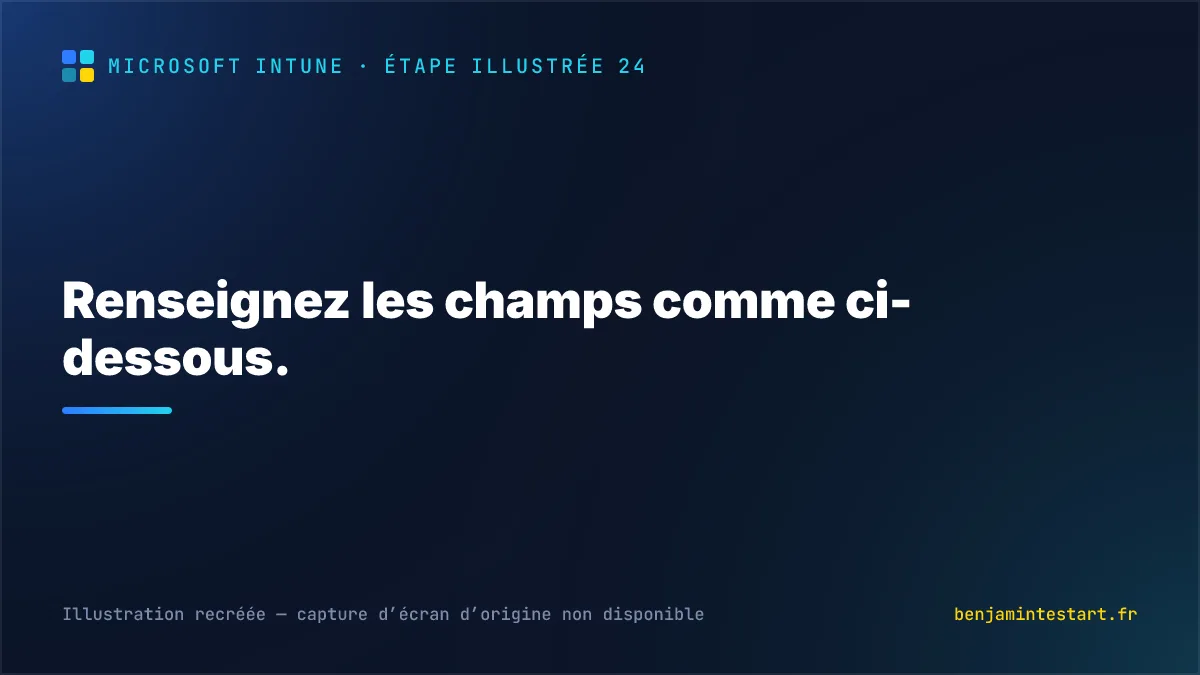 Renseignez les champs comme ci-dessous.