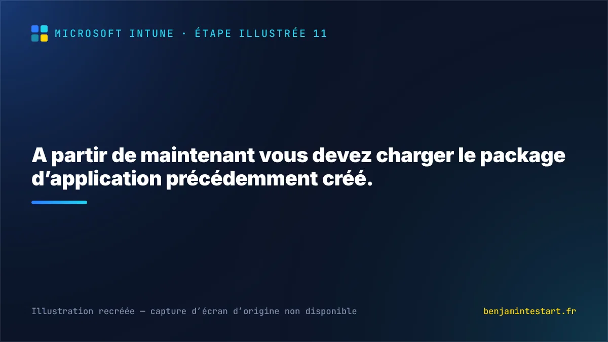 A partir de maintenant vous devez charger le package d’application précédemment créé.