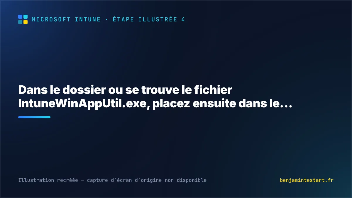 Dans le dossier ou se trouve le fichier IntuneWinAppUtil.exe, placez ensuite dans le…