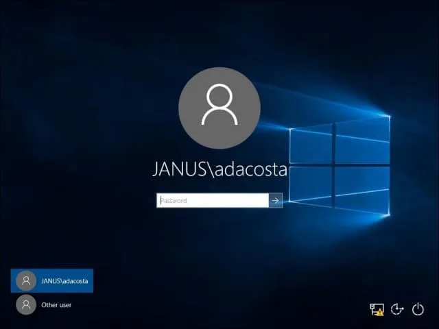 Fenêtre de connexion à Windows 10